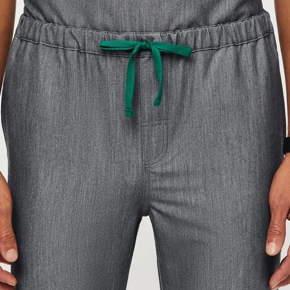Figs Charcoal Pants with Teal Drawstring